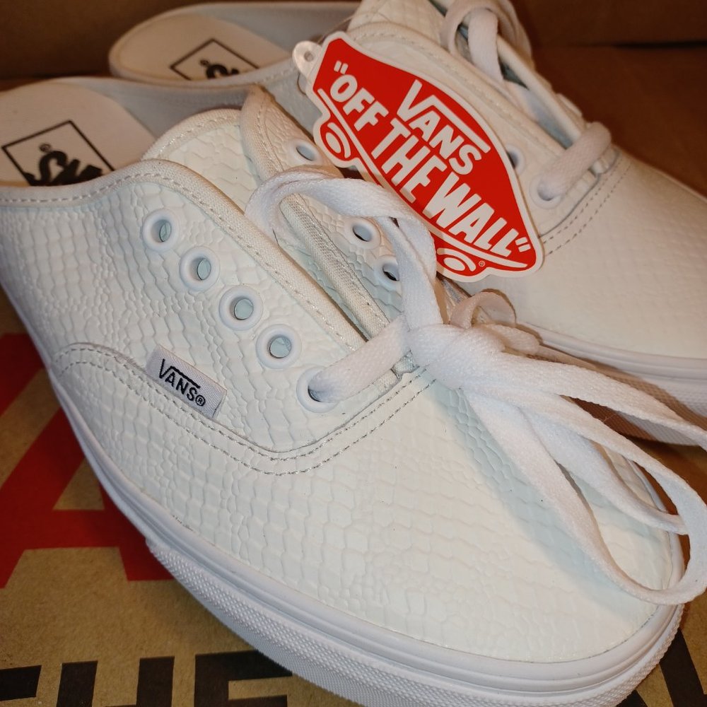 Vans Authentic Men's 3.5/Women's 5 Mule White (Blanc) Leather Python-VN0A54F77NR
